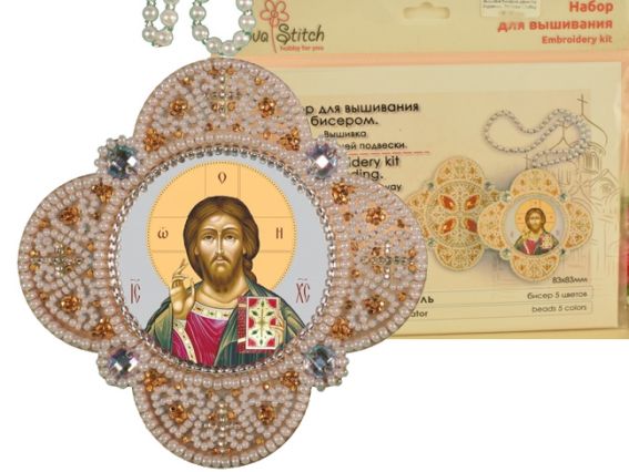 РВ3305 Христос Спаситель, вышивка бісером двухсторонней подвески,  Nova Stich РВ3305 Христос Спаситель, вышивка бісером двухсторонней подвески,  Nova Stich