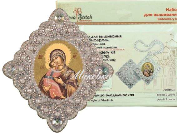 РВ3001 Богородица Владимирская, вышивка бісером двухсторонней подвески, Нова Слобода РВ3001 Богородица Владимирская, вышивка бісером двухсторонней подвески, Нова Слобода
