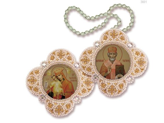 Набір для вишивання бісером двохсторонней підвіски РВ3601 Богородиця Гідно Есть Миколай Чудотворець, Nova Stich