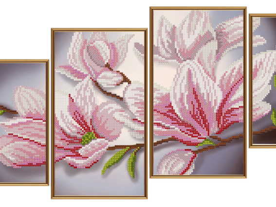 Магнолия НД6589, Нова Слобода, вышивка бісером, полиптих Магнолия НД6589, Нова Слобода, вышивка бісером, полиптих