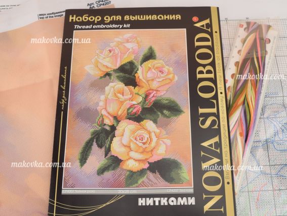 Чайная роза СР4207 Нова Слобода, набор для вышивания нитками
