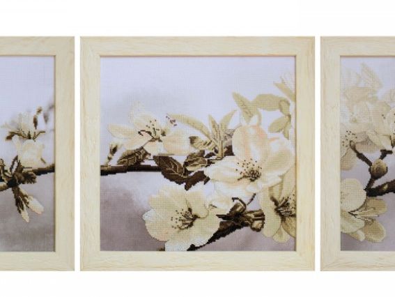 Набір для вишивання нитками та бісером Квіт весни ННД6598-У, триптих по 30х30см  Нова Слобода