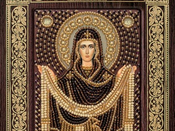 Покров Пресвятой Богородицы, СН8012, 9х11 см, с фигурной рамкой, Нова Слобода Покров Пресвятой Богородицы, СН8012, 9х11 см, с фигурной рамкой, Нова Слобода