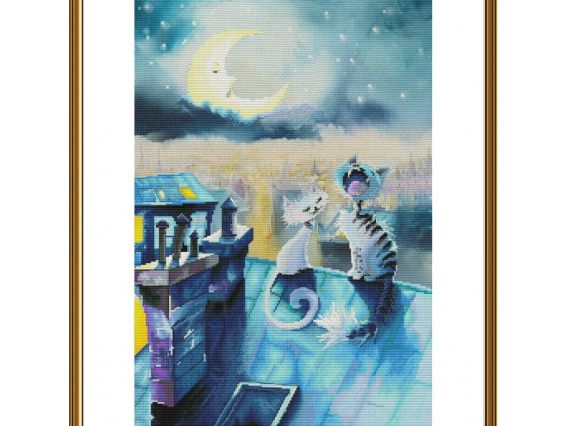 Набір для вишивання хрестом на дизайнерській канві Пісні під місяцем СР3348, Нова Слобода 