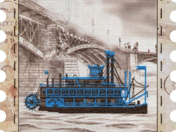 КО4010-У Пароход, Нова Слобода, вышивка с рамкой КО4010-У Пароход, Нова Слобода, вышивка с рамкой