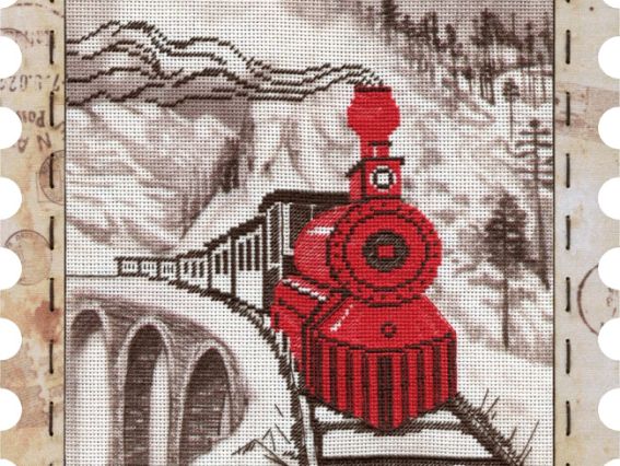 КО4016-У Паровоз, Нова Слобода, вышивка с рамкой КО4016-У Паровоз, Нова Слобода, вышивка с рамкой