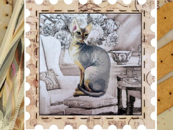 КО4037 Коте Клеопатра, Нова Слобода, вышивка с рамкой КО4037 Коте Клеопатра, Нова Слобода, вышивка с рамкой