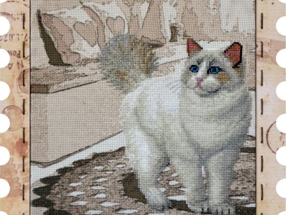 КО4031 Котэ Снежок, Нова Слобода, вышивка с рамкой КО4031 Котэ Снежок, Нова Слобода, вышивка с рамкой