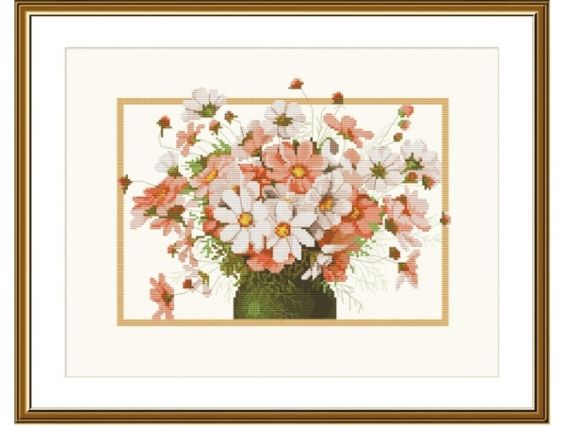 Букет Космеї СВ3209 Нова Слобода Набір для вишивання нитками Букет Космеї СВ3209 Нова Слобода Набір для вишивання нитками