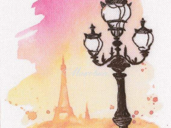 DT-C007 Paint by threads (Париж), РТО Набор для вышивания с напечатанным фоном