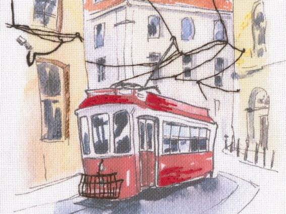 DT-M013 Paint by threads (трамвай), РТО Набор для вышивания с напечатанным фоном DT-M013 Paint by threads (трамвай), РТО Набор для вышивания с напечатанным фоном