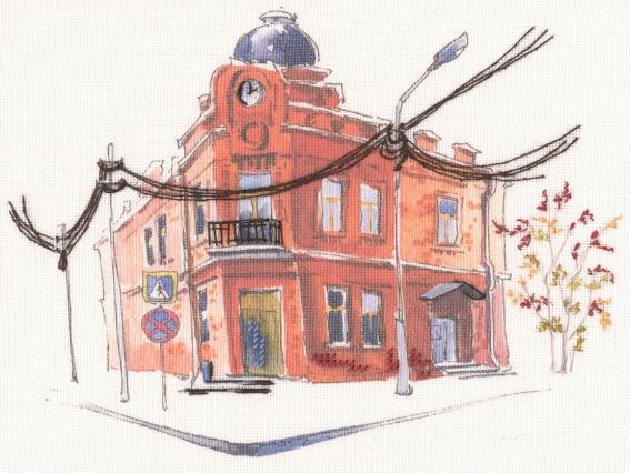 DT-M015 Paint by threads (кутовий будинок), РТО Набір для вишивання з надрукованим фоном DT-M015 Paint by threads (кутовий будинок), РТО Набір для вишивання з надрукованим фоном