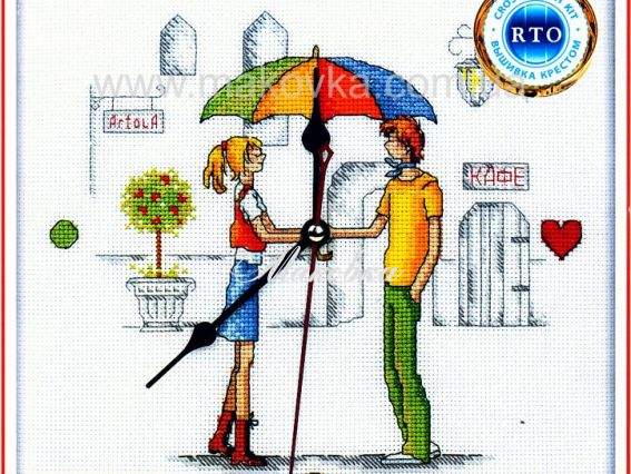 Набор для вышивания часов Встреча под зонтом, РТО Набор для вышивания часов Встреча под зонтом, РТО