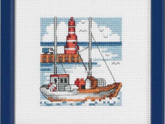 Permin 14-5192 Красный маяк , Red lighthouse, вышивка крестом Permin 14-5192 Красный маяк , Red lighthouse, вышивка крестом