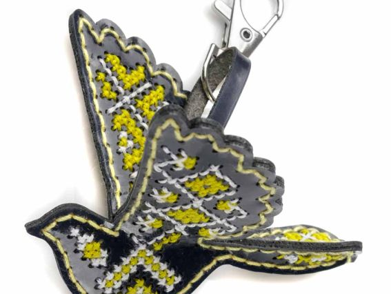 Обвіс для сумки Пташка. Весняна мелодія FLHL-109 Чарівна Країна Набір для вишивання нитками на штучній шкірі 