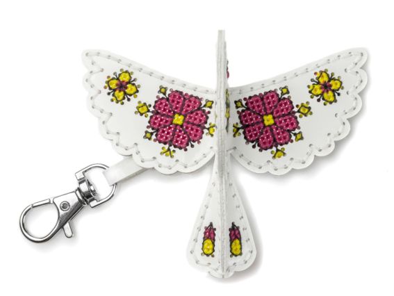 Обвіс для сумки Пташка біла. Квітучий ранок FLHL-112 Чарівна Країна Набір для вишивання нитками на штучній шкірі 