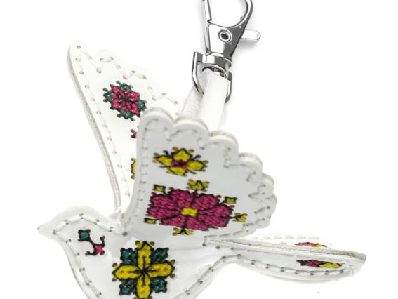 Обвіс для сумки Пташка біла. Квітучий ранок FLHL-112 Чарівна Країна Набір для вишивання нитками на штучній шкірі 