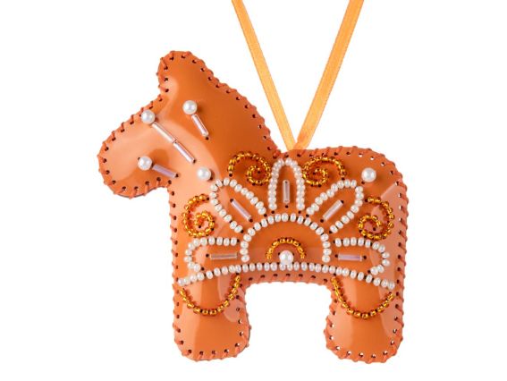 Підвіс, прикраса Конячка FLBB-163 Чарівна Країна Набір для вишивання бісером на штучній шкірі 