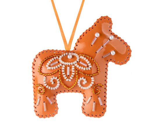 Підвіс, прикраса Конячка FLBB-163 Чарівна Країна Набір для вишивання бісером на штучній шкірі 