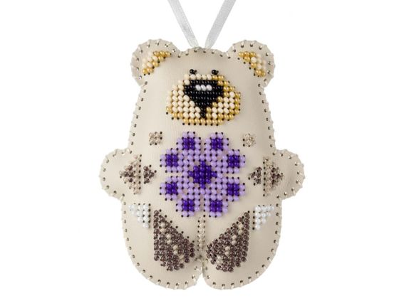 Підвіс, прикраса Ведмедик FLBB-168 Чарівна Країна Набір для вишивання бісером на штучній шкірі 