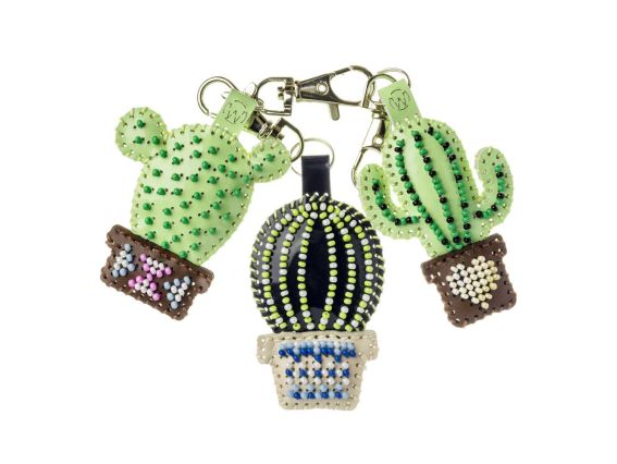 Обвіс для сумки Кактуси в горщиках FLBB-174 Чарівна Країна Набір для вишивання бісером на штучній шкірі 