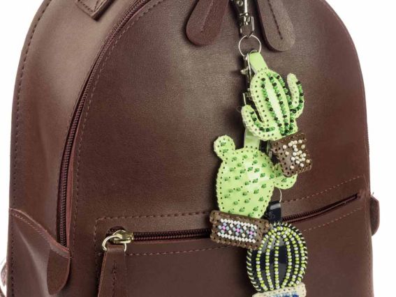 Обвіс для сумки Кактуси в горщиках FLBB-174 Чарівна Країна Набір для вишивання бісером на штучній шкірі 