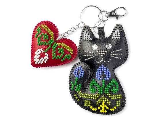 Обвіс для сумки Котячі обійми (чорне кошеня) FLBB-181 Чарівна Країна Набір для вишивання бісером на штучній шкірі 