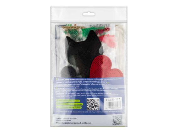 Обвес для сумки Кошачья нежность  (черный кот) FLBB-182 Волшебная Страна Набор для вышивания бисером на искусственной коже 