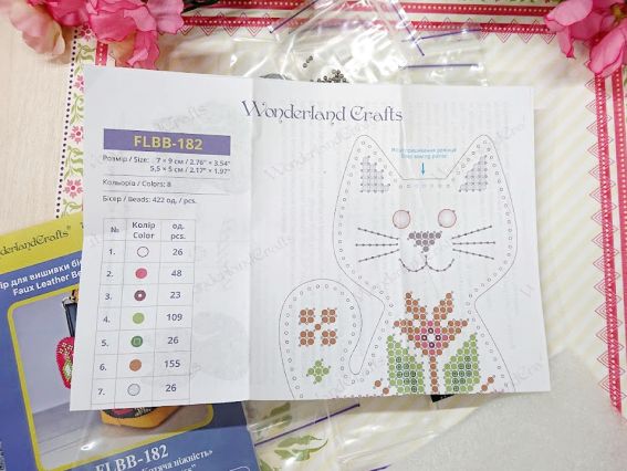 Обвіс для сумки Котяча ніжність (чорне кошеня) FLBB-182 Чарівна Країна Набір для вишивання бісером на штучній шкірі 