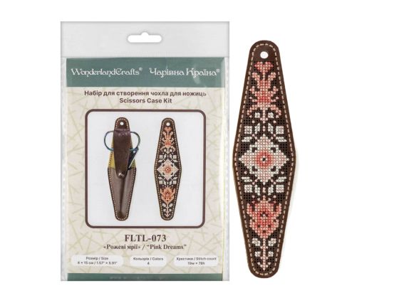 Чехол для ножниц Розовые грезы FLTL-073 Wonderland Crafts Вышивка нитками на искусственной коже 
