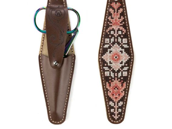 Чехол для ножниц Розовые мечты (орнамент) FLTL-073 Волшебная Страна Набор для вышивания нитками на искусственной коже 