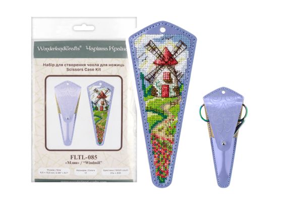 Чохол для ножиць Млин FLTL-085 Wonderland Crafts Вишивка нитками на штучній шкірі 