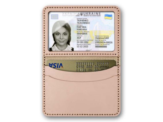 Набір для вишивання на штучній шкірі Обкладинка на ІД-паспорт Рожевий колір FLHL-097 фіалки Wonderland Crafts (Чарівна Країна)