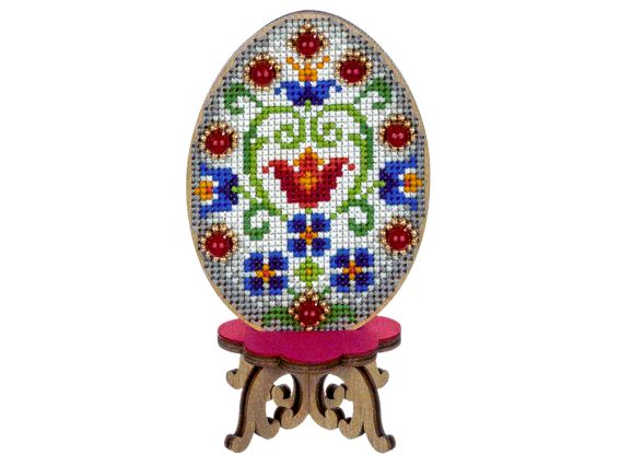 Набор для вышивания нитками на деревянной основе Пасхальная Писанка (орнамент) FLW-036 Волшебная страна Wonderland Crafts