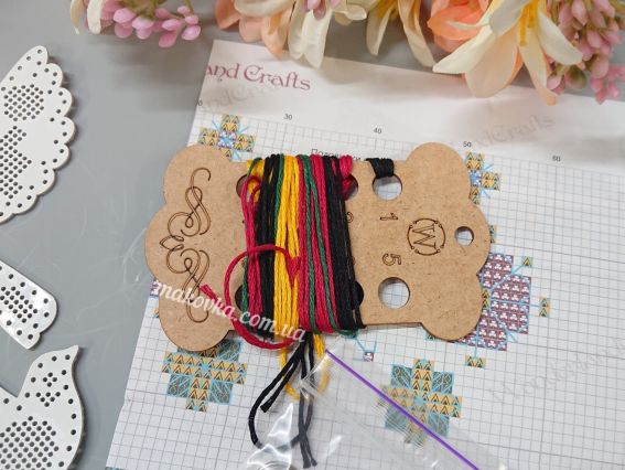 Обвіс для сумки Пташка біла. Квітучий ранок FLHL-112 Чарівна Країна Набір для вишивання нитками на штучній шкірі 