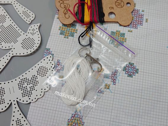 Обвіс для сумки Пташка біла. Квітучий ранок FLHL-112 Чарівна Країна Набір для вишивання нитками на штучній шкірі 