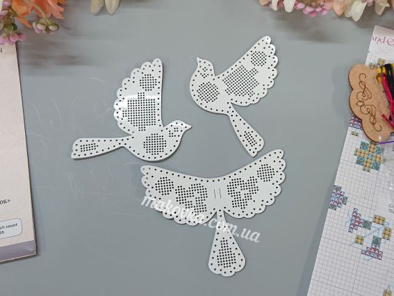 Обвіс для сумки Пташка біла. Квітучий ранок FLHL-112 Чарівна Країна Набір для вишивання нитками на штучній шкірі 