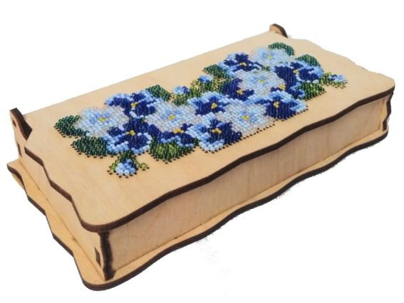 Шкатулка Незабудки з перфораціею під вишивку бісером + схема  Алісена 2143