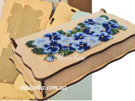 Шкатулка с перфорацией под вышивку бісером Незабудки 2143 Алисена Шкатулка с перфорацией под вышивку бісером Незабудки 2143 Алисена