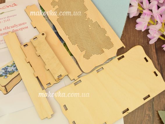 Шкатулка Незабудки з перфораціею під вишивку бісером + схема  Алісена 2143