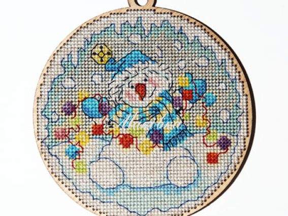 Снеговик 5524, Алисена набор для вышивания на деревянной заготовке Снеговик 5524, Алисена набор для вышивания на деревянной заготовке