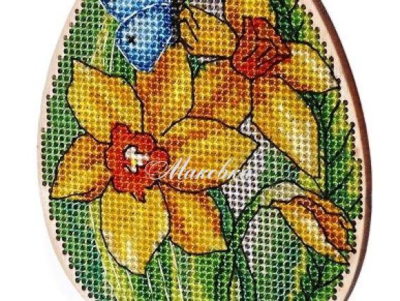 5537-а Нарциссы, Алисена набор для вышивания на деревянной заготовке с подставкой 5537-а Нарциссы, Алисена набор для вышивания на деревянной заготовке с подставкой