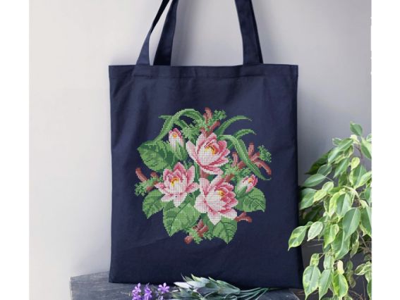 Сумка під вишивку пошита, Рожеві квіти СПч120.029р, чорна, Бісерок Сумка під вишивку пошита, Рожеві квіти СПч120.029р, чорна, Бісерок