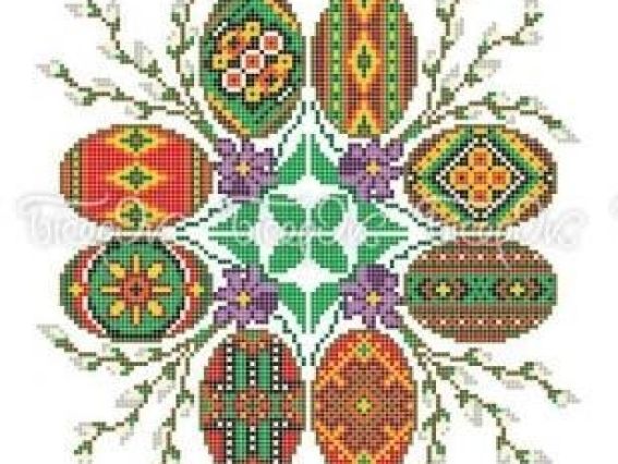 Пасхальный рушнык Р-405 Пасхальный орнамент, 35х55 см, Бісерок, рисунок на ткани Пасхальный рушнык Р-405 Пасхальный орнамент, 35х55 см, Бісерок, рисунок на ткани