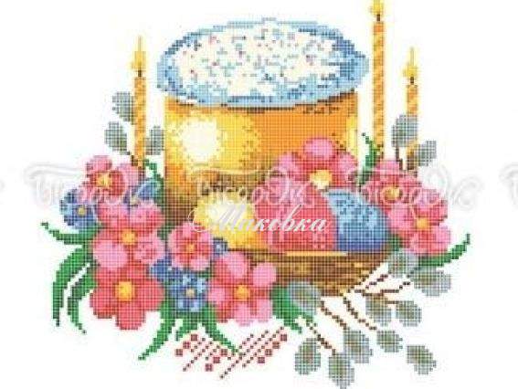 Великодній рушник Р-413 Великдень, яйця і квіти, 35х55 см, Бісерок, малюнок на тканині Великодній рушник Р-413 Великдень, яйця і квіти, 35х55 см, Бісерок, малюнок на тканині