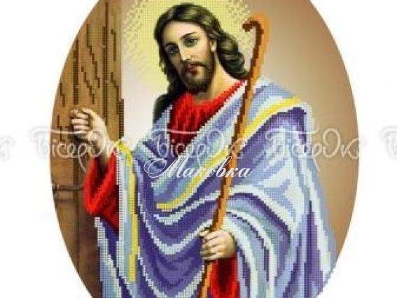 Пасхальный рушнык Р-420 Христос, 35х55 см, Бисерок, рисунок на атласе