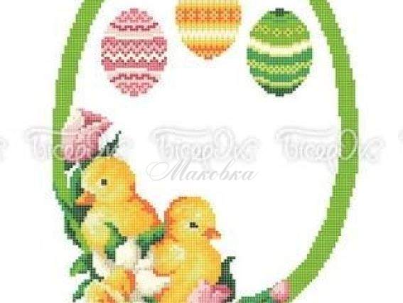 Великодній рушник Р-422 Два курчати, 35х55 см, Бісерок, малюнок на тканині Великодній рушник Р-422 Два курчати, 35х55 см, Бісерок, малюнок на тканині