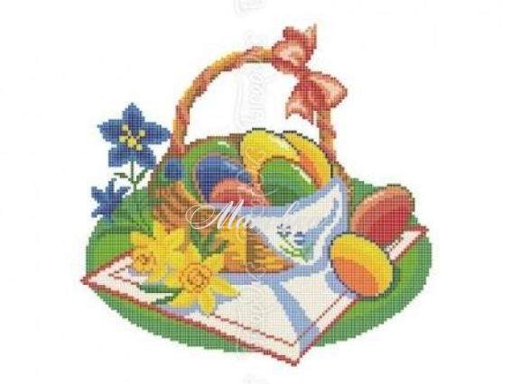 Пасхальный рушнык Р-426 Корзинка на траве, 35х55 см, Бісерок, рисунок на ткани Пасхальный рушнык Р-426 Корзинка на траве, 35х55 см, Бісерок, рисунок на ткани