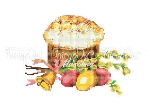 Пасхальный рушнык Р-412 Паска , 35х55 см, Бісерок, рисунок на ткани Пасхальный рушнык Р-412 Паска , 35х55 см, Бісерок, рисунок на ткани