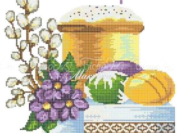 Пасхальный рушнык Р-431 Верба , 35х55 см, Бісерок, рисунок на ткани Пасхальный рушнык Р-431 Верба , 35х55 см, Бісерок, рисунок на ткани